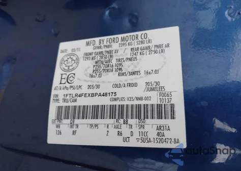 2011 Ford Ranger Xlt из США, поврежденный, VIN 1FTLR4FEXBPA48175